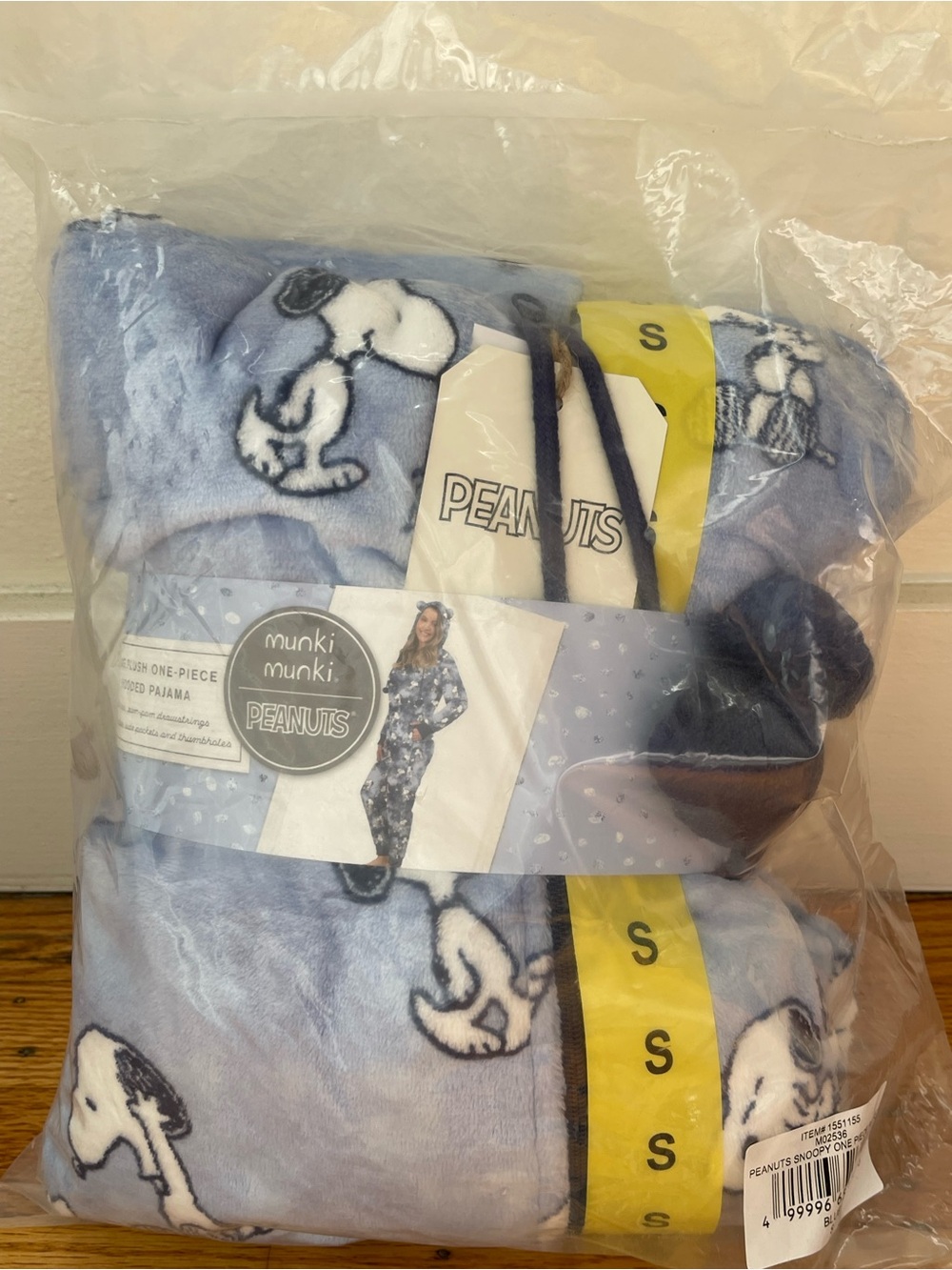Munki Munki x Peanuts Blue Snoopy Plush Hooded Onesie